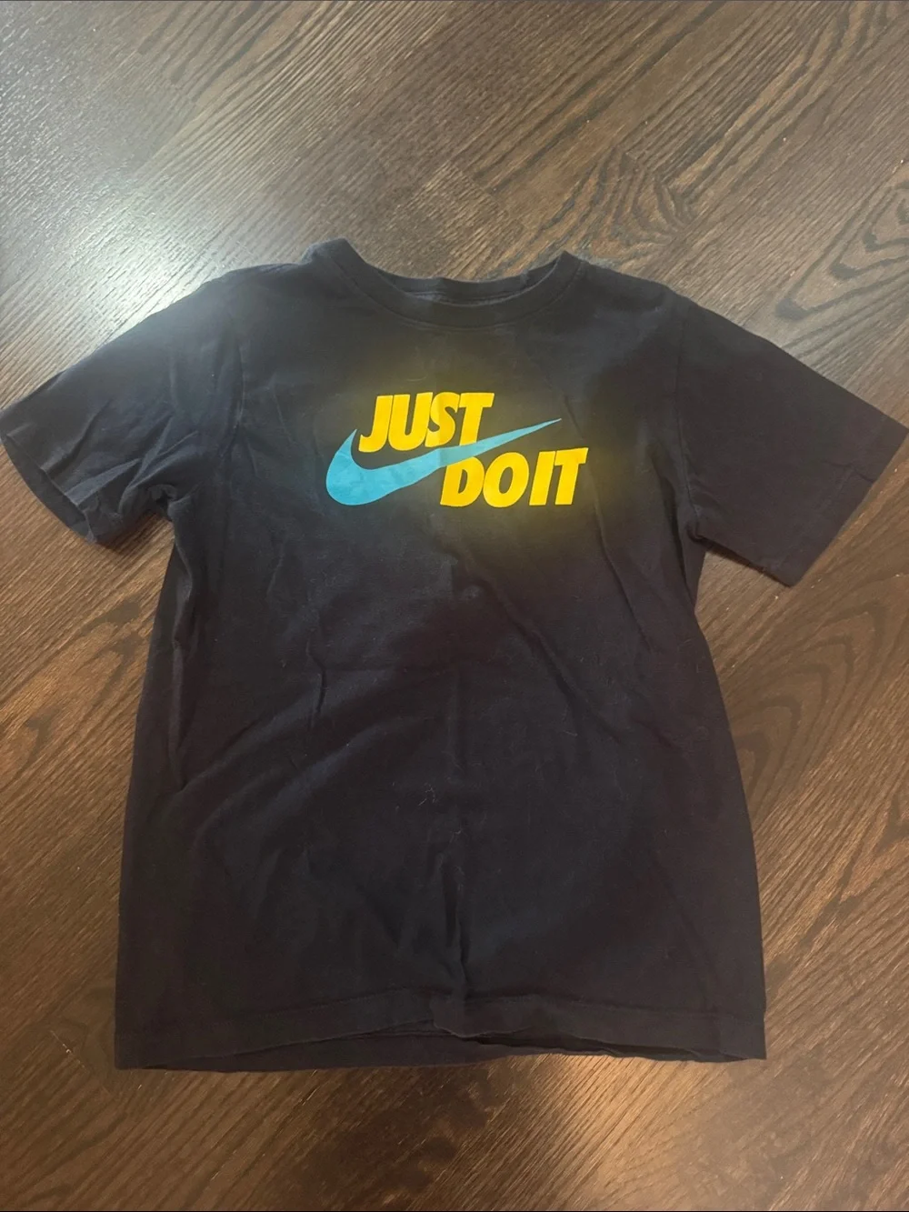 Nike Black Tee & Black Joggers Set with Blue and Yellow Logo